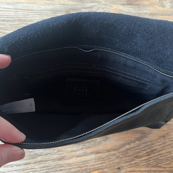 Eileen Fisher Black Leather Foldover Clutch
